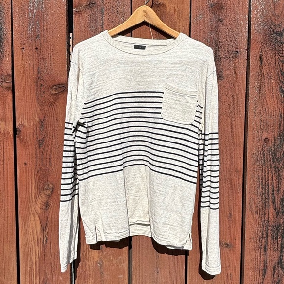 J.Crew - striped crewneck pocket sweater